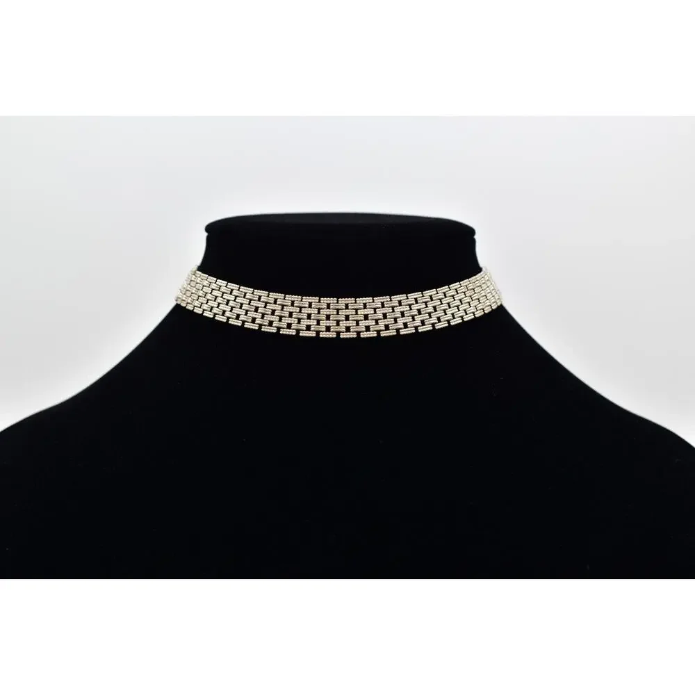 Vintage Statement Choker Necklace Silver Tone Chain Linked Chunky 1970s BinBJ